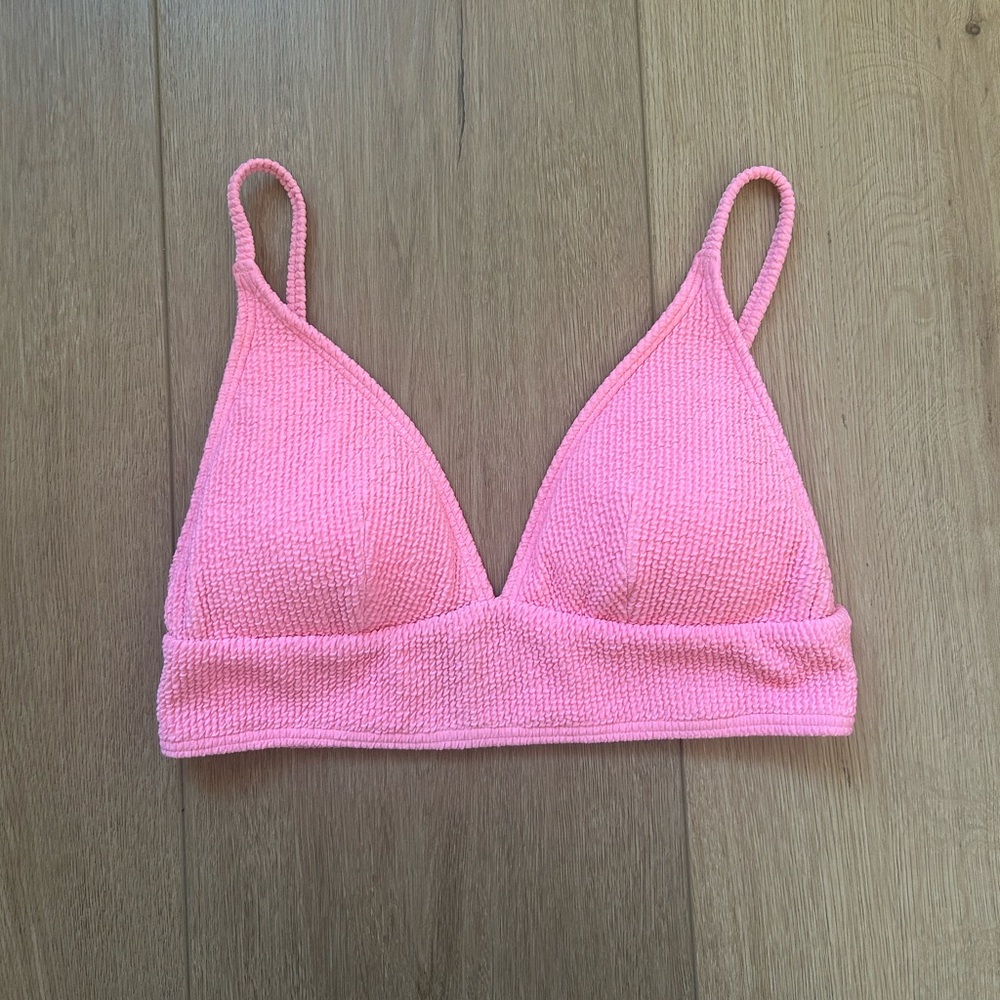 Pink Textured Bikini Top